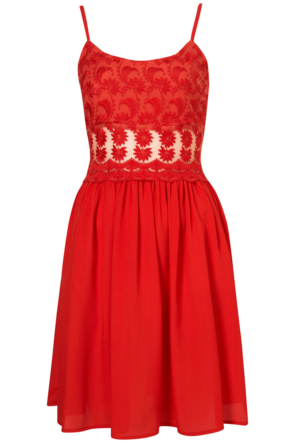 Lyst - Topshop Lace Strappy Sundress in Red