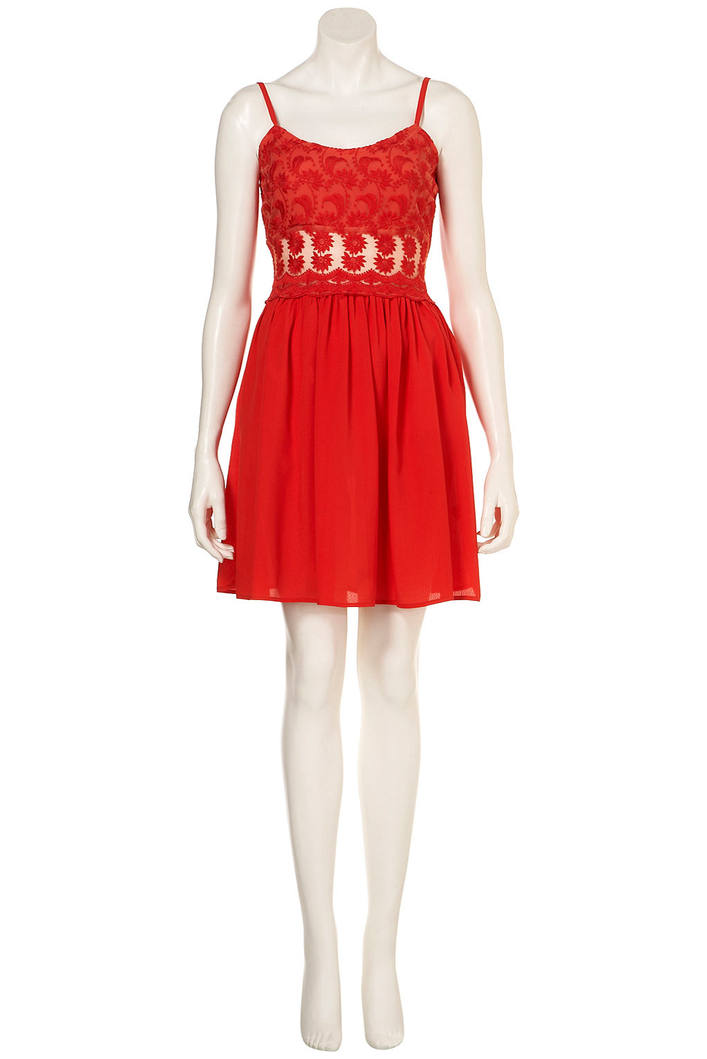 Lyst - Topshop Lace Strappy Sundress in Red