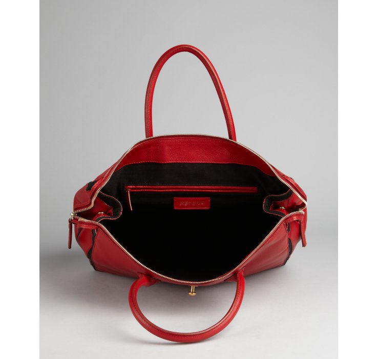 ysl red leather handbag muse two  