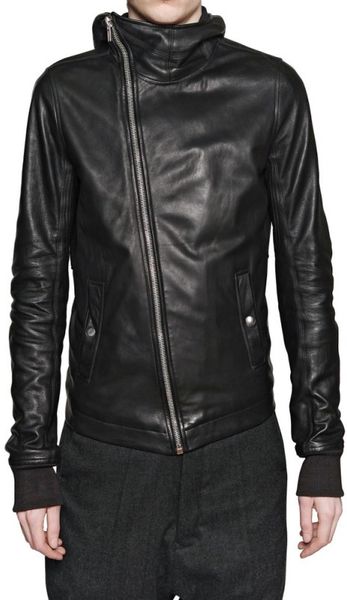 Rick Owens Bullet Slimfit Hooded Leather Jacket in Black for Men | Lyst