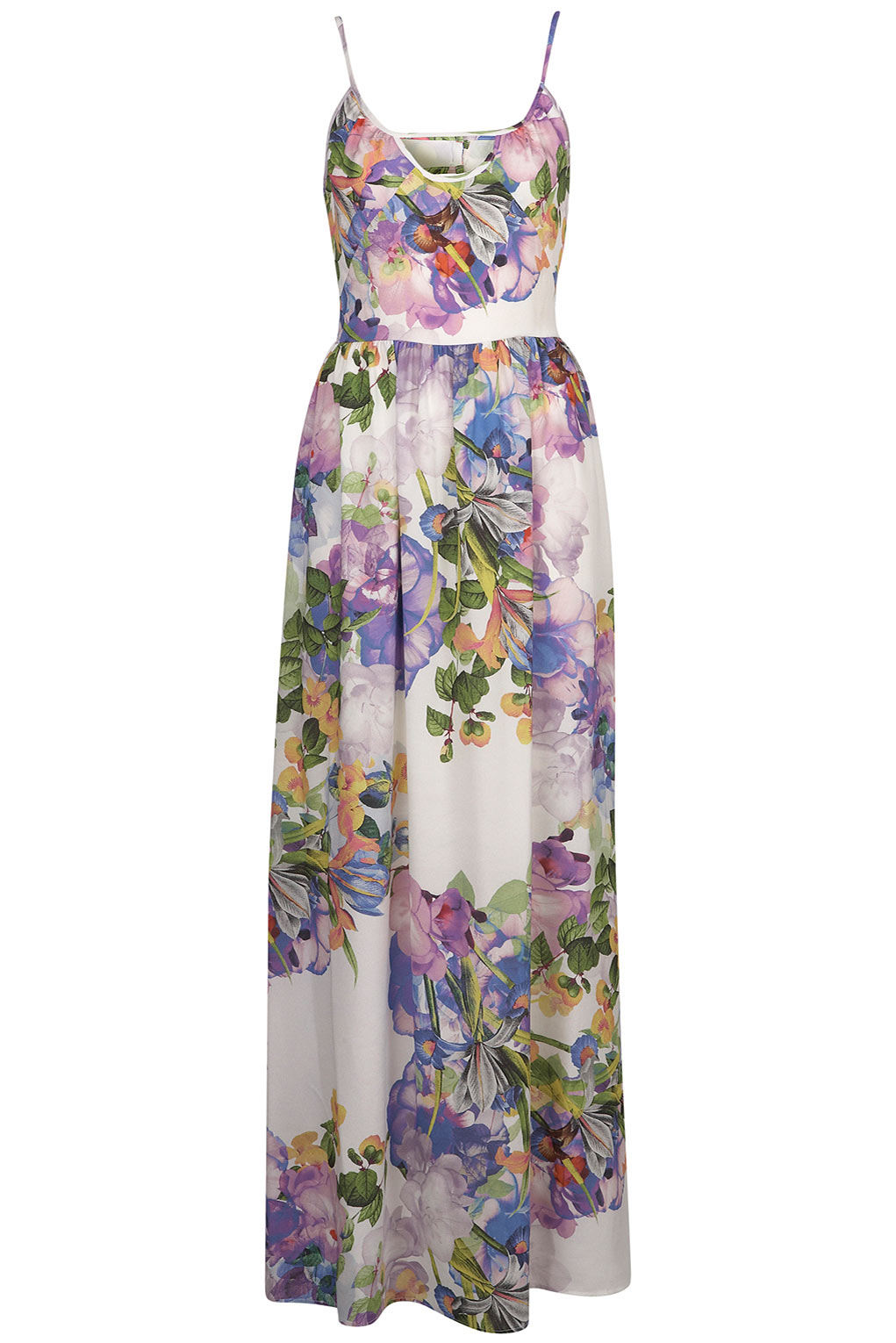 Lyst - Topshop Floral Print Cutout Maxi Dress in White