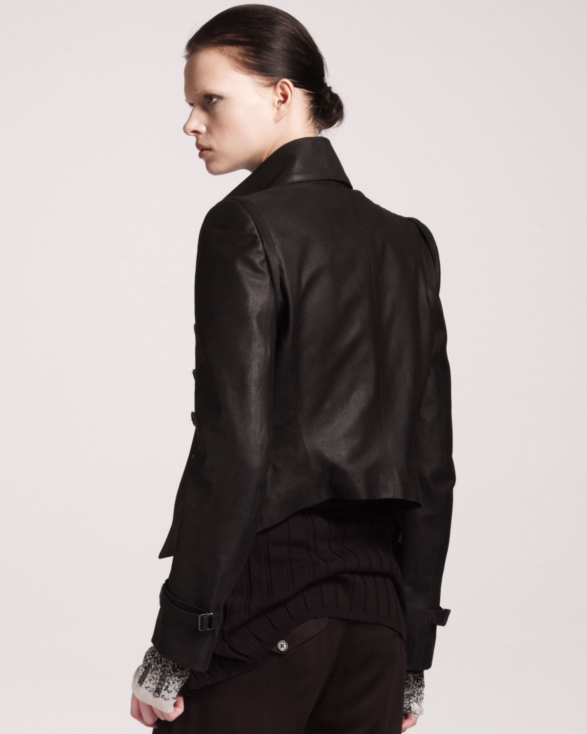 Ann Demeulemeester Double Ted Leather Jacket In Black Lyst Gallery