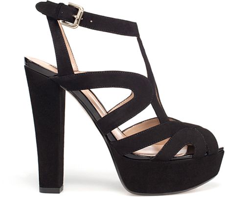 Zara Platform Heel Sandal in Black | Lyst
