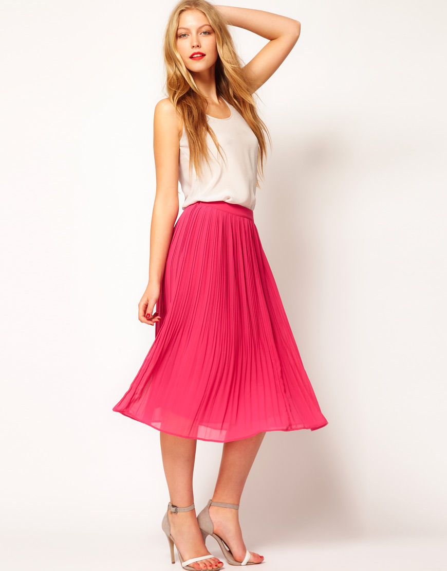 Lyst - Asos Skirt with Soft Pleats in Pink