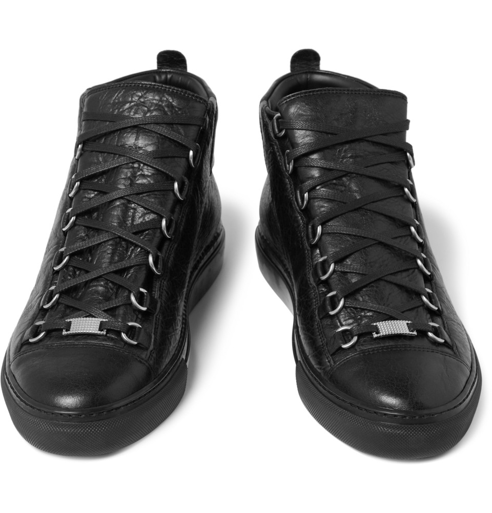 Balenciaga Arena High-Top Leather Trainers in Black for Men - Lyst