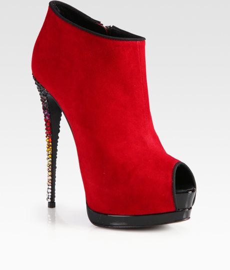 Giuseppe Zanotti Suede And Crystalcoated Heel Platform Ankle Boots in ...