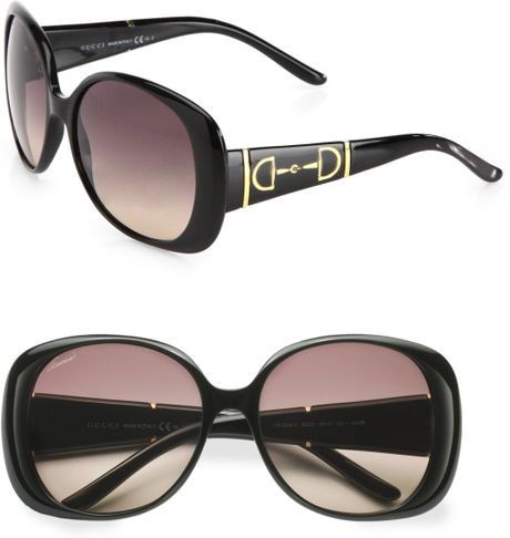 Gucci Horsebit Accented Plastic Oval Sunglasses in Black | Lyst
