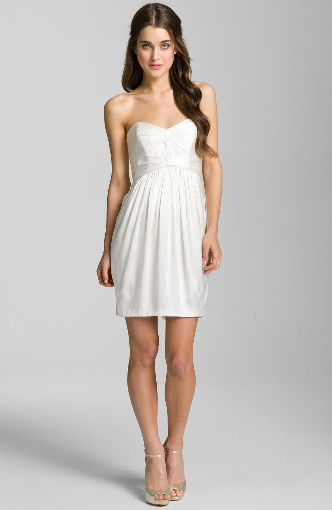 Jill Stuart Jill By Strapless Knot Front Silk Charmeuse Dress in White ...