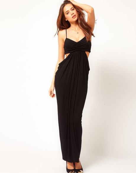 Asos Collection Asos Cut Out Maxi Dress in Grecian Style in Black | Lyst