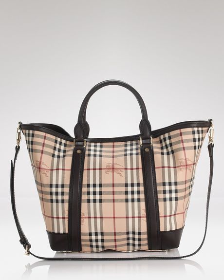 Burberry Haymarket Jameson Tote in Beige (chocolate) | Lyst