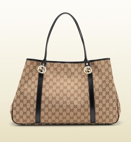 Gucci GG Twins Large Tote with Interlocking G Details in Beige | Lyst