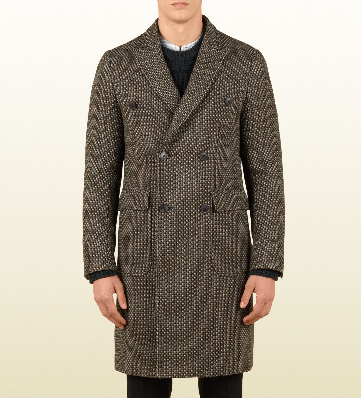 Lyst Gucci DoubleBreasted Overcoat in Brown for Men