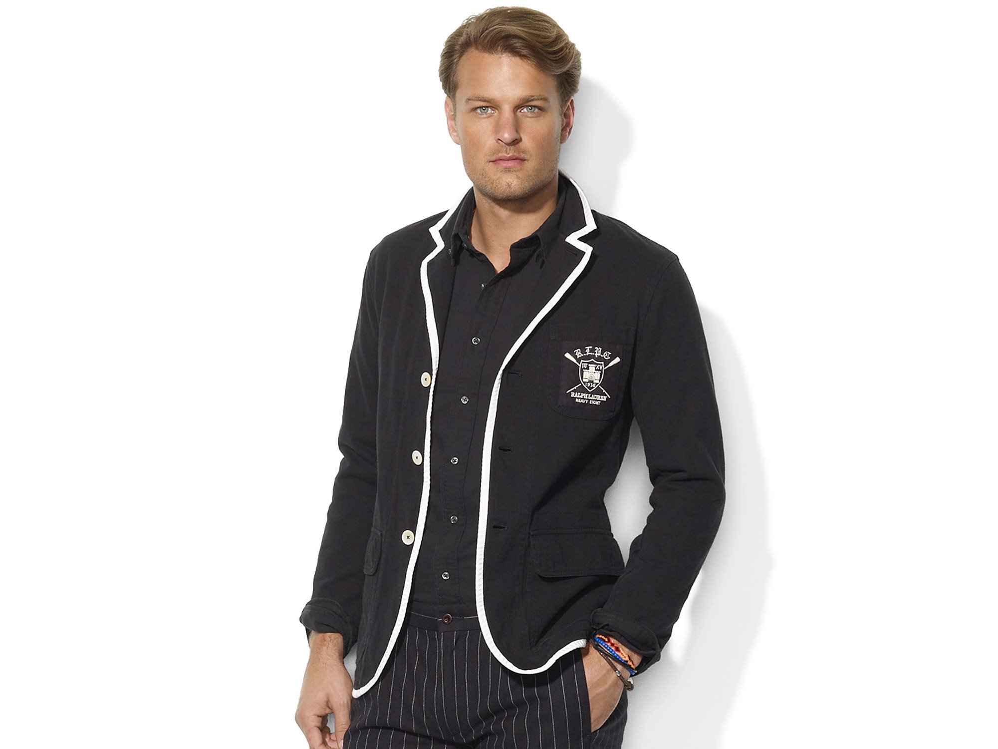  Polo  ralph lauren Cotton Jersey Blazer  in Black for Men Lyst