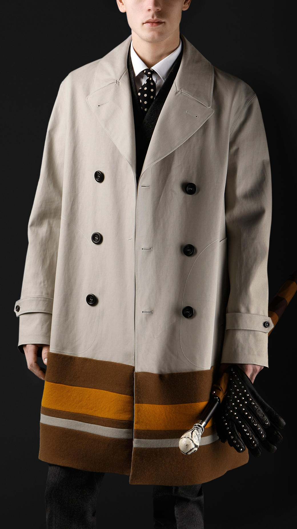 Lyst - Burberry Prorsum Oversize College Stripe Trench Coat in Natural ...