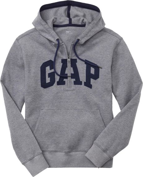 Gap Arch Logo Halfzip Hoodie in Gray for Men | Lyst