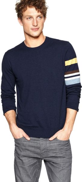 Gap Striped Arm Sweater in Blue for Men (navy heather) | Lyst