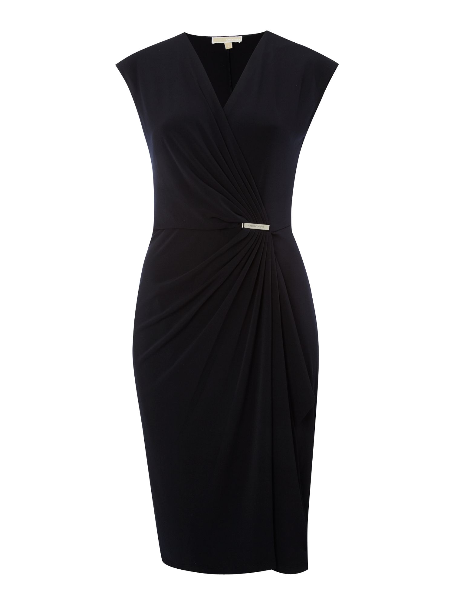 Michael By Michael Kors Cap Sleeve Wrap Dress with Pin in Black (navy ...
