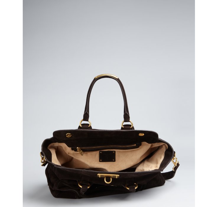 Prada Dark Brown Suede Cavallino Top Frame Bag in Black (brown) | Lyst  