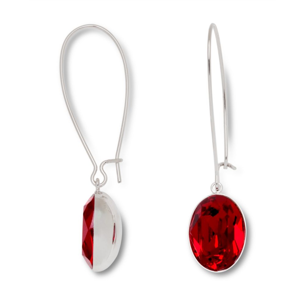 Lyst Swarovski Silver Tone Red Crystal Drop Earrings In Gallery