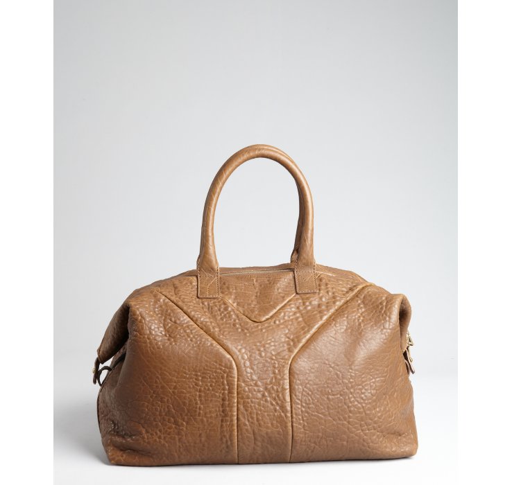 Saint laurent Tobacco Pebbled Lambskin Easy Medium Satchel in ...  