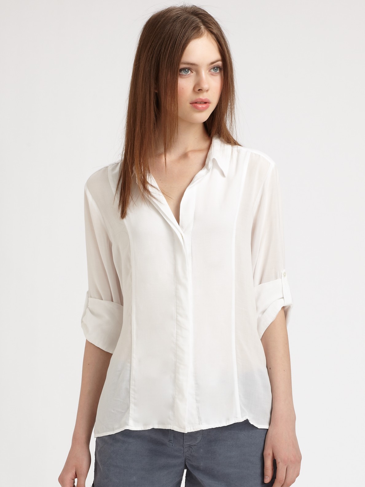 JAMES PERSE Contrast Stitch Western Shirt in Pearl | MATERIALIST ... JAMES PERSE Contrast Stitch Western Shirt in Pearl | MATERIALIST ...