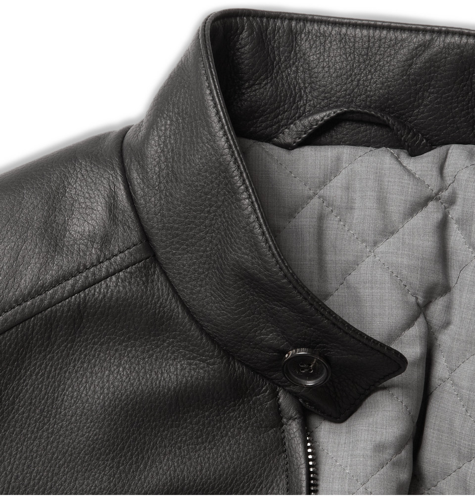 Lyst - Brioni Leather Bomber Jacket in Black for Men