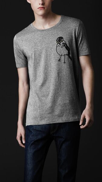 Burberry Prorsum Sparrow Graphic Cotton T-shirt in Gray for Men (mid grey)