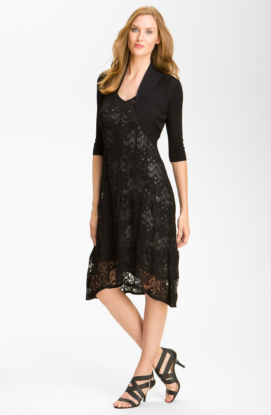 NEW Eileen Fisher Black Silk Lace Crocheted Cocktail Dress S 4 - 6 $378 ...