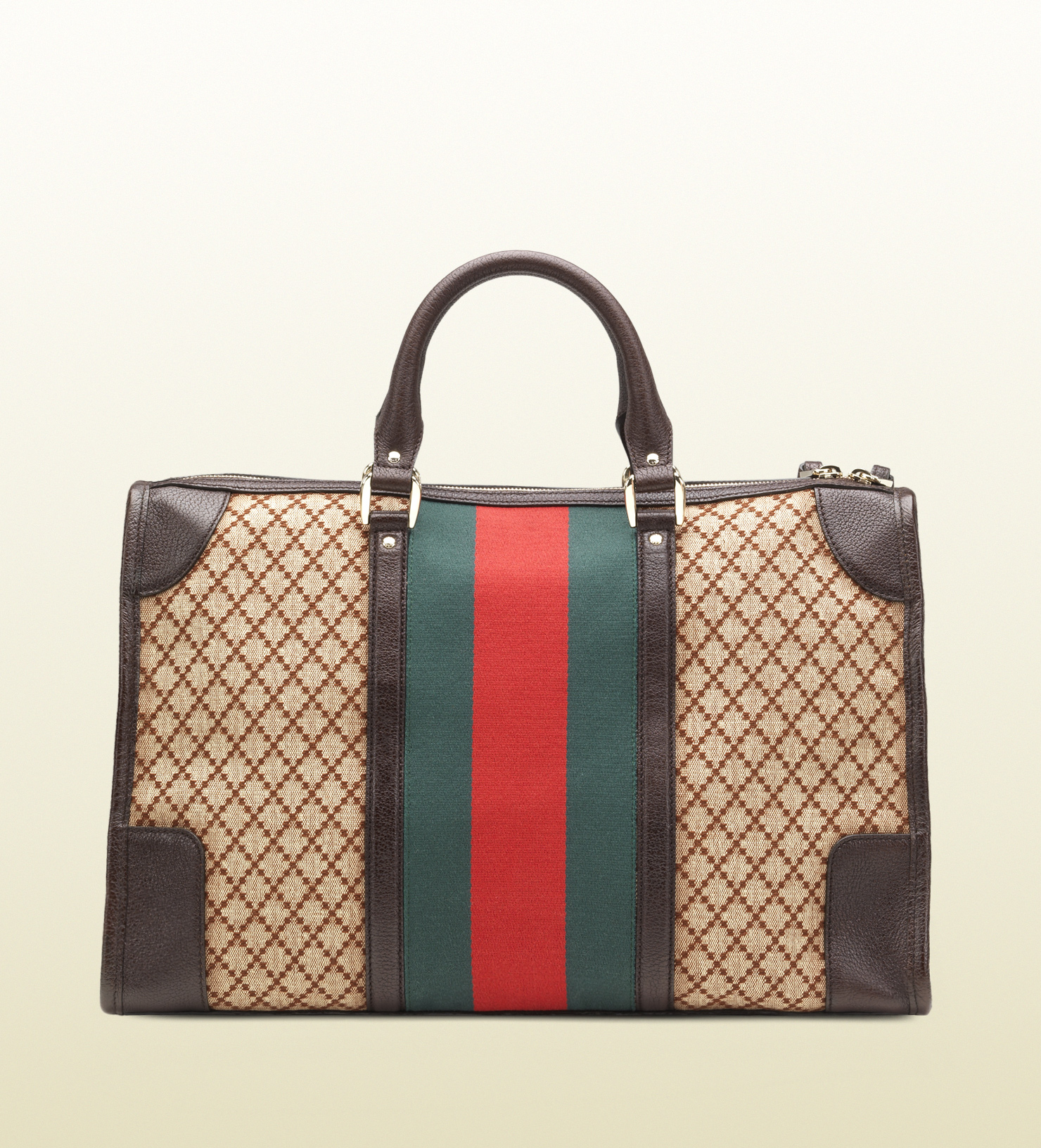 Lyst - Gucci Signature Web Diamante Canvas Duffel Bag in Brown for Men