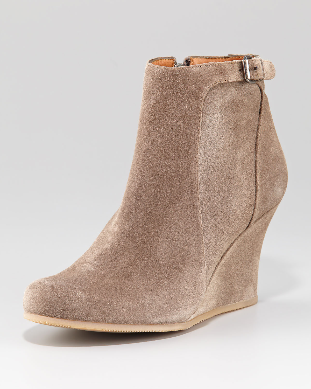 Lyst Lanvin Suede Wedge Ankle Boot in Natural