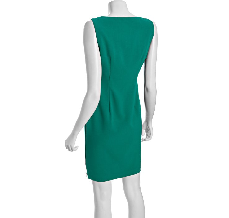 Calvin klein Kelly Green Sleeveless Zipper Shift Dress in Green | Lyst