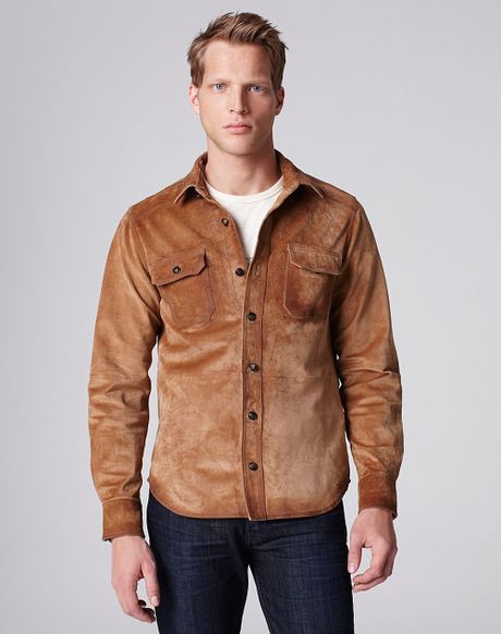 Lucky Brand Suede Leather Shirt in Brown for Men (chamois) | Lyst
