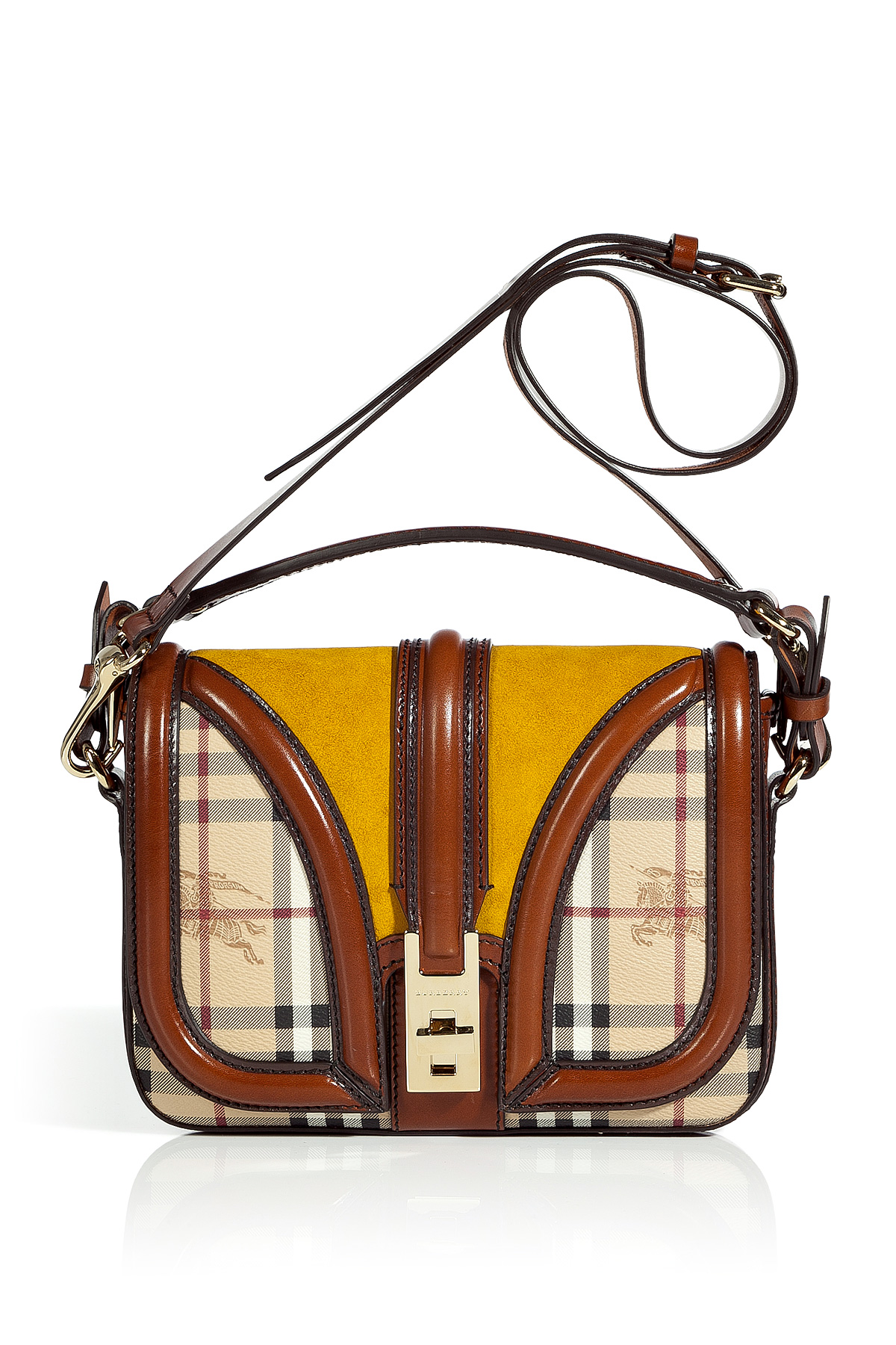 Lyst Burberry Butternut Leather Trimmed Crossbody Bag in Brown