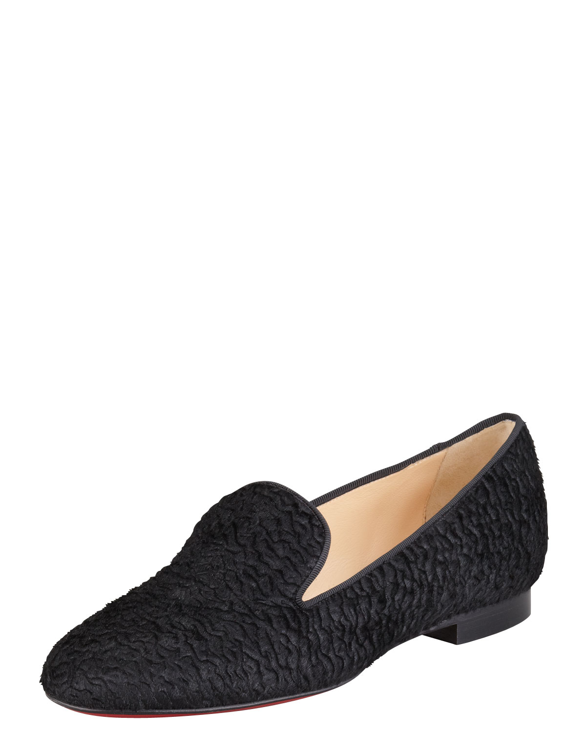 Christian louboutin Sakouette Curly Calf Hair Loafer in Black | Lyst  