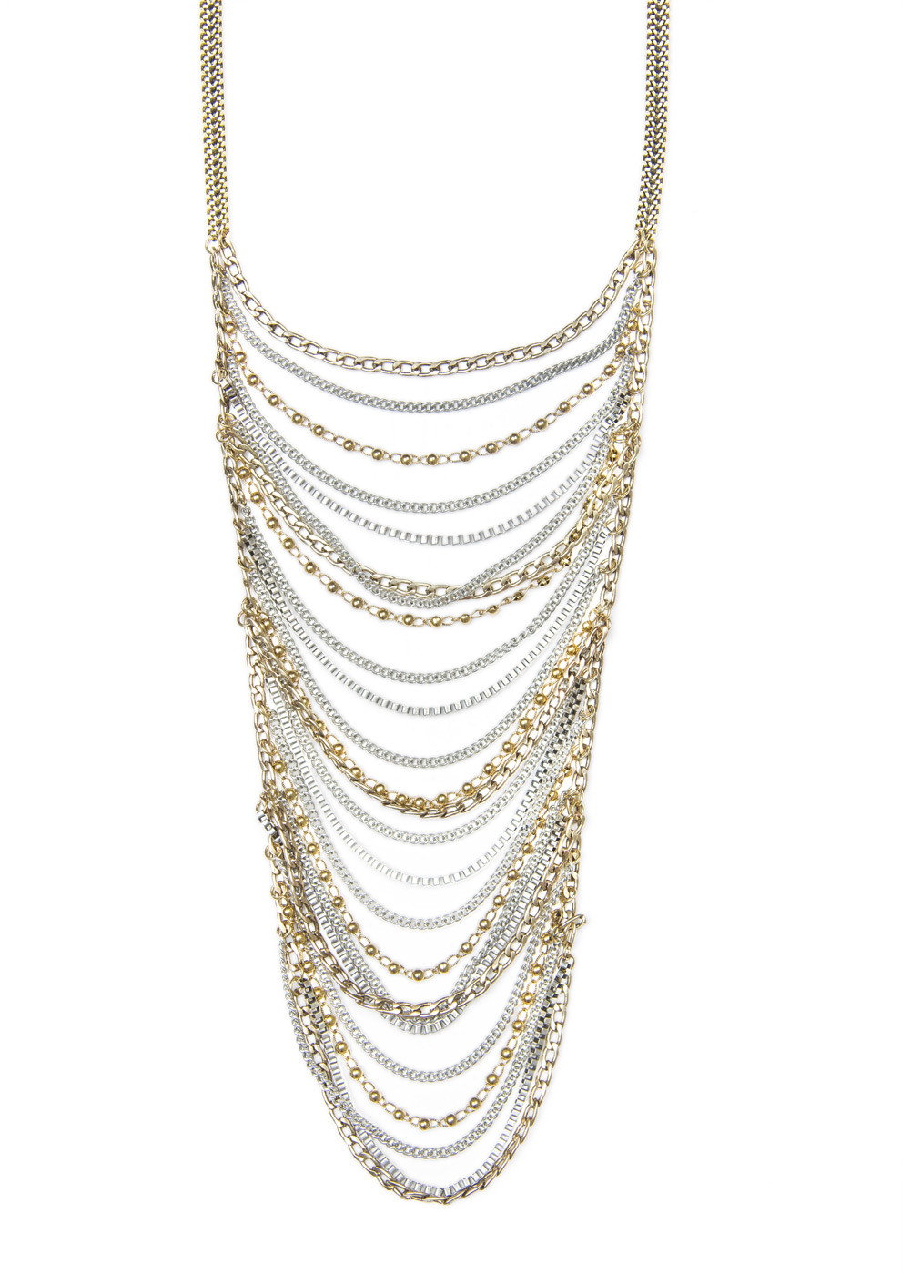 Lyst - Mango Multiple Chains Long Necklace in Metallic