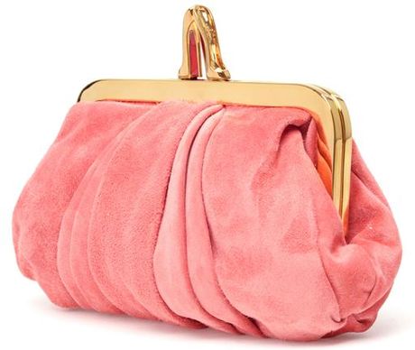 Christian Louboutin Lula Mini Suede Clutch in Pink | Lyst