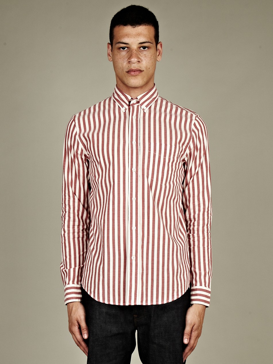Acne Studios Acne Mens Isherwood Striped Shirt in Red for Men | Lyst