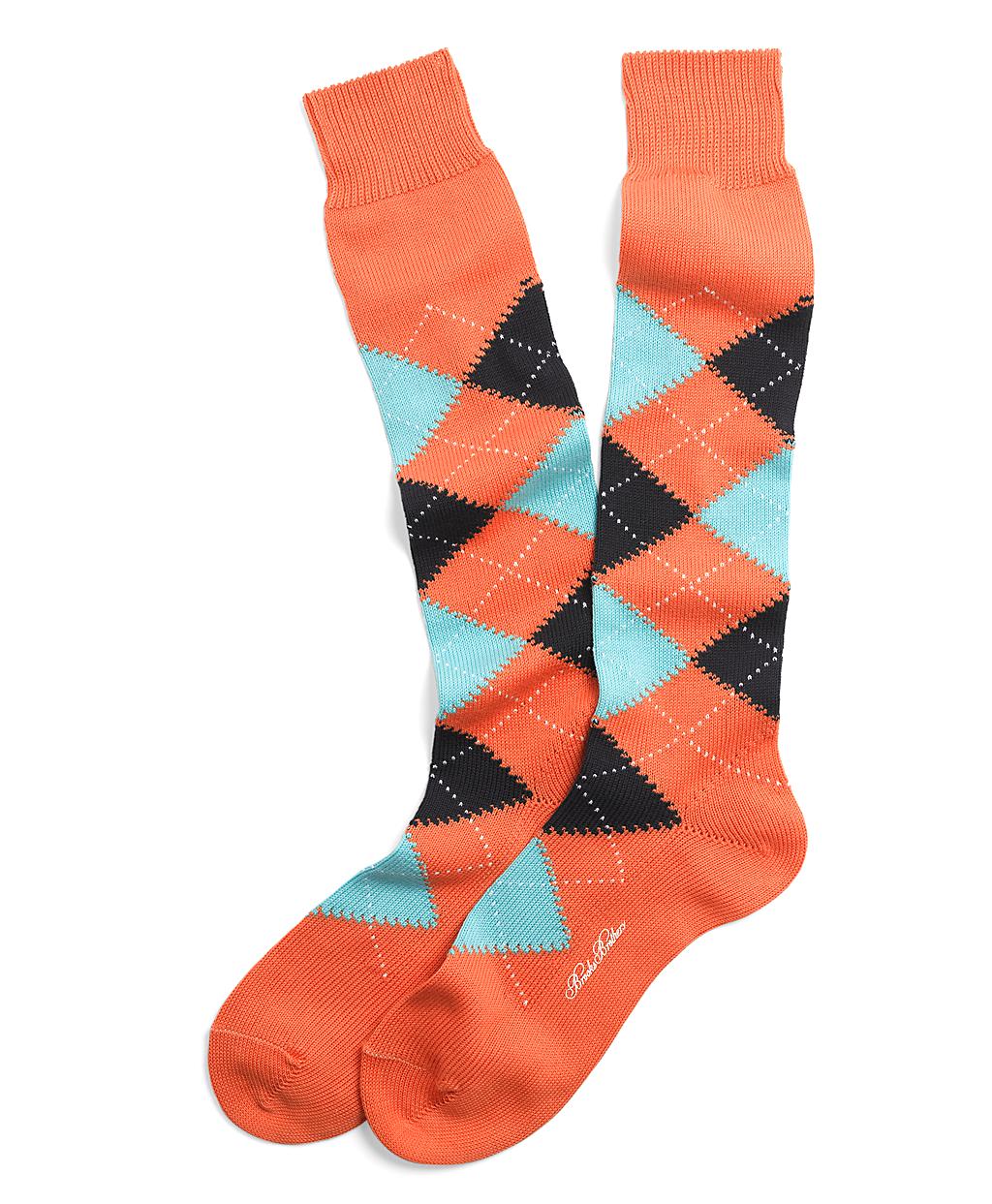 Brooks brothers Argyle Overthecalf Socks in Orange for Men | Lyst