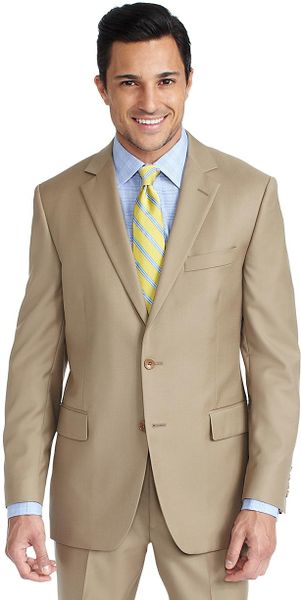 Brooks Brothers Fitzgerald Tan Solid Gabardine Suit in Beige for Men ...