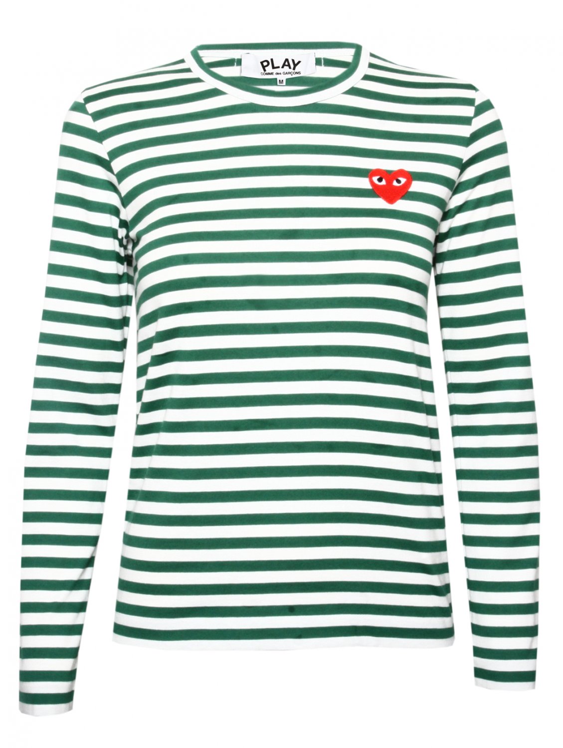 Comme des garçons Play Womens Red Heart Stripe T-shirt Green in Green ...