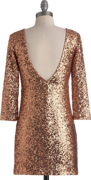 Modcloth Rose Gold Gal Dress in Gold (rose) | Lyst