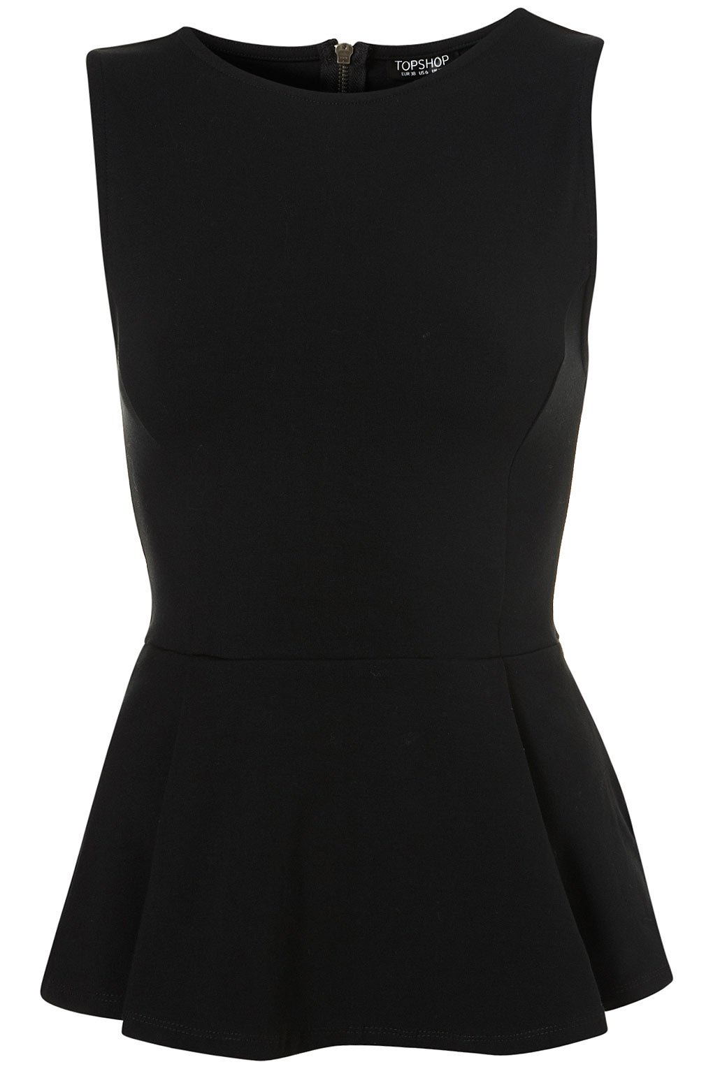 Lyst - Topshop Sleeveless Zip Peplum Top in Black