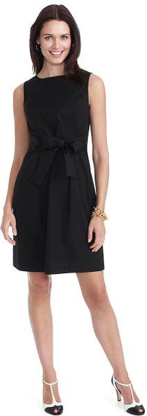Brooks Brothers Cotton Dress with Tie Detail in Black | Lyst