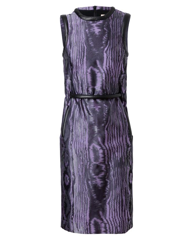 Christopher Kane Moiré Effect Straight Dress in A Purple and Black Silk ...