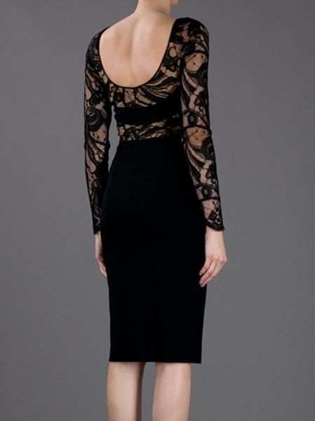 Emilio Pucci Lace Panel Dress in Black | Lyst