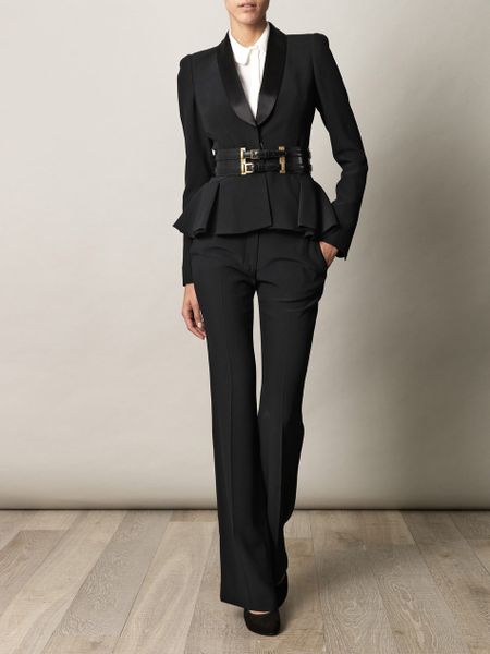 Alexander Mcqueen Leaf Crepe Tuxedo Suit in Black | Lyst