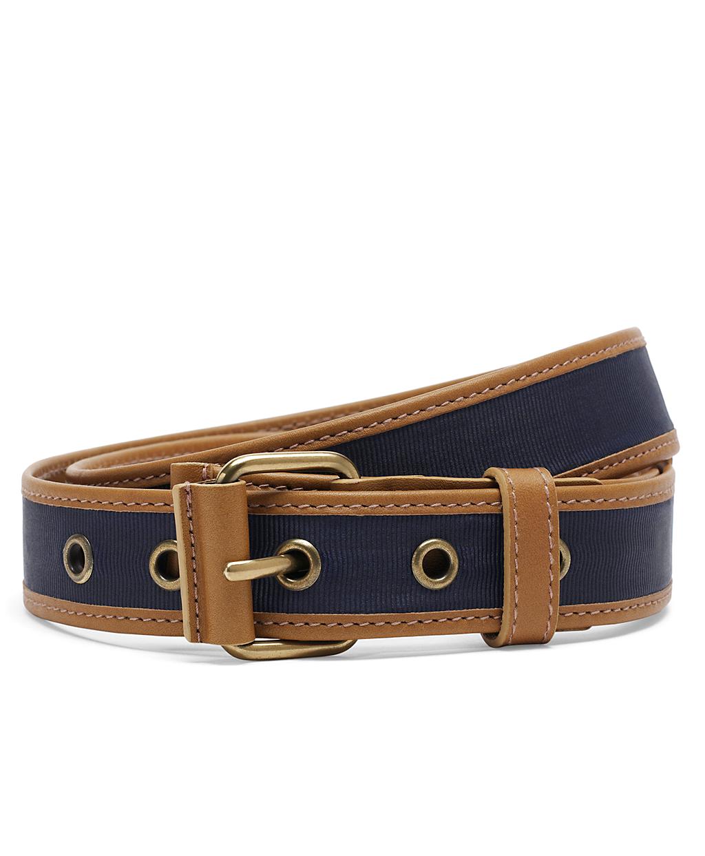 Brooks Brothers Grosgrain Piped Calf Belt in Blue (navy) | Lyst