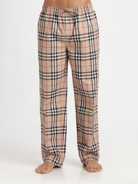 Burberry Checkprint Pajama Pants in Beige for Men (cameltt) | Lyst