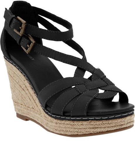 Old Navy Braided Espadrille Wedges in Black | Lyst