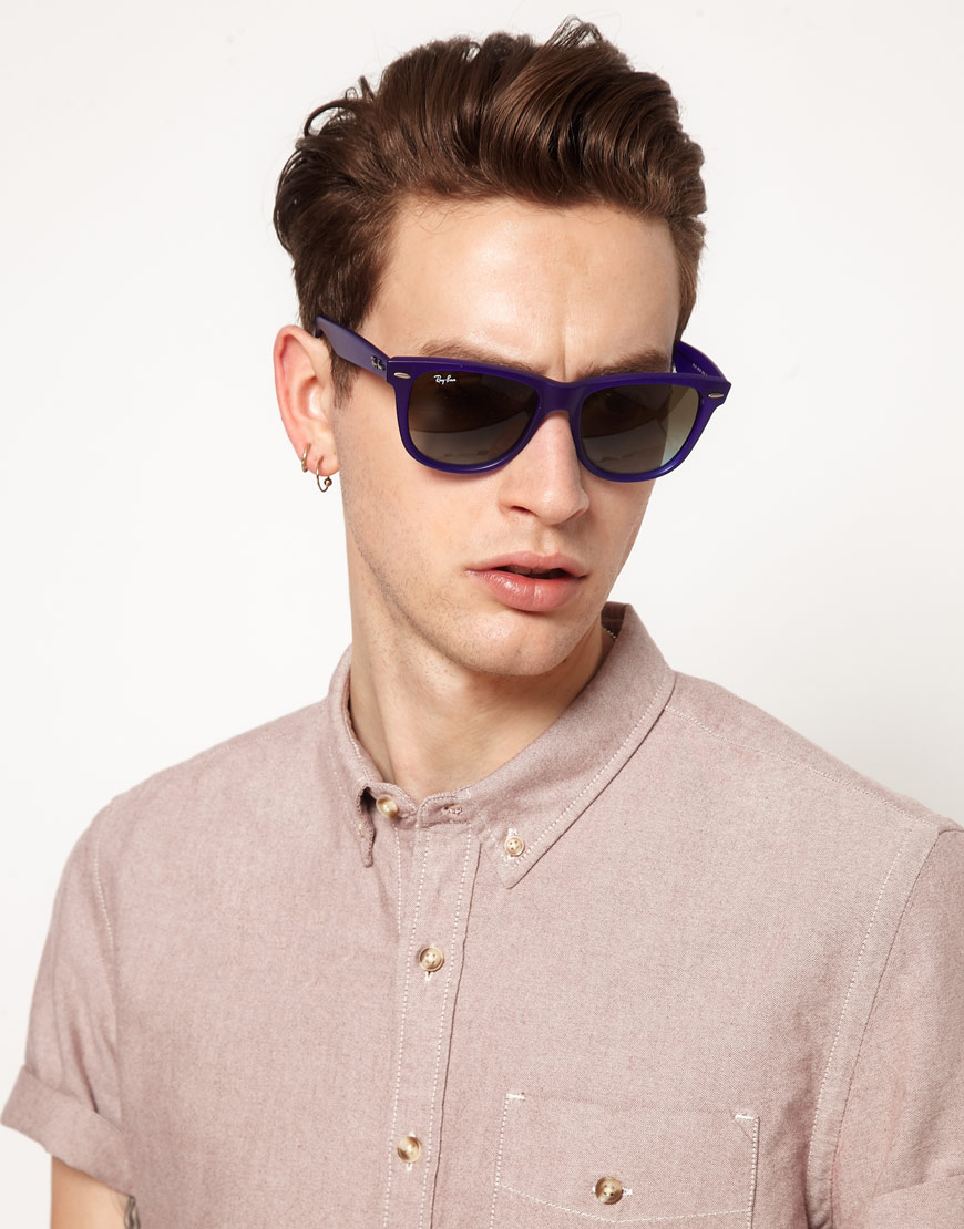 Ray-Ban Wayfarer Sunglasses in Blue for Men - Lyst